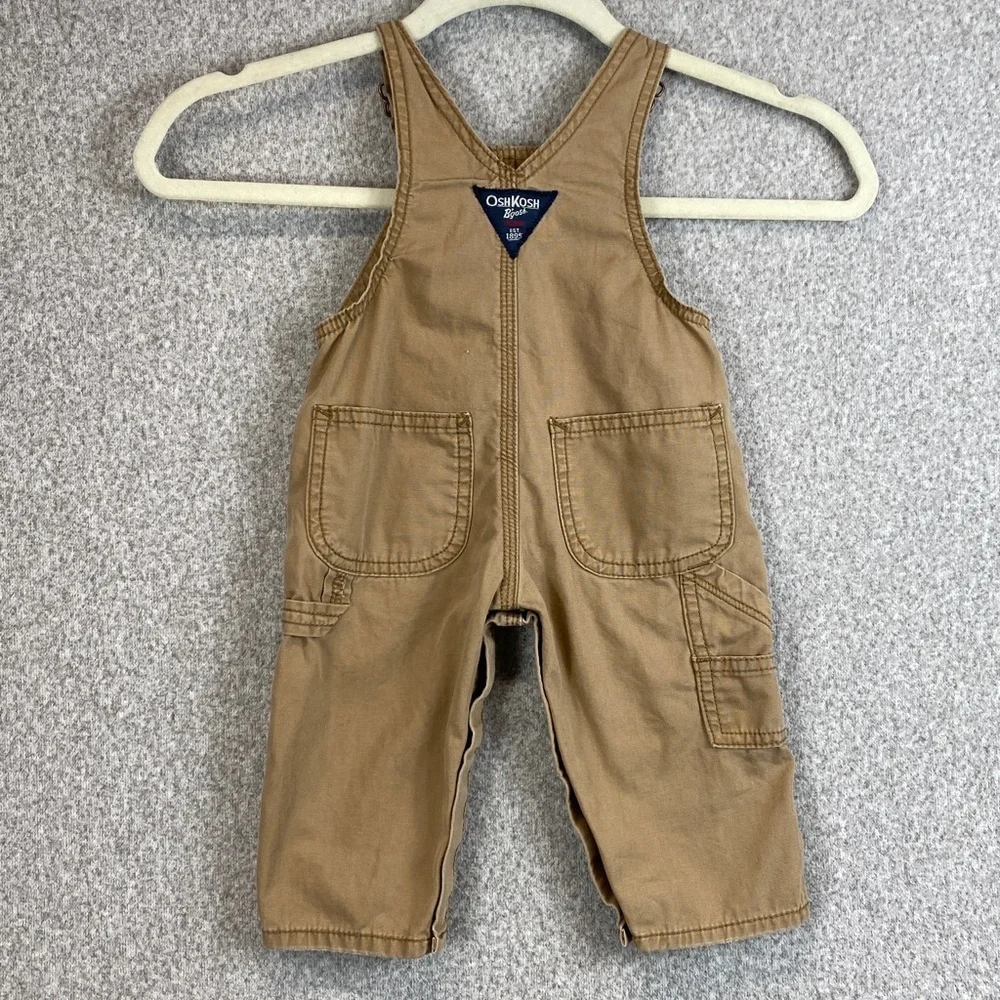 Osh Kosh B’Gosh Vestbak tan overalls 6 months khaki tan snap leg gorpcore